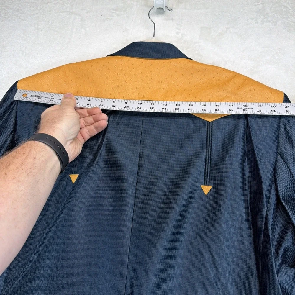 70s Vtg Westline Suit Mens 50/40 Blue Yellow Western Point Yoke Rockabilly